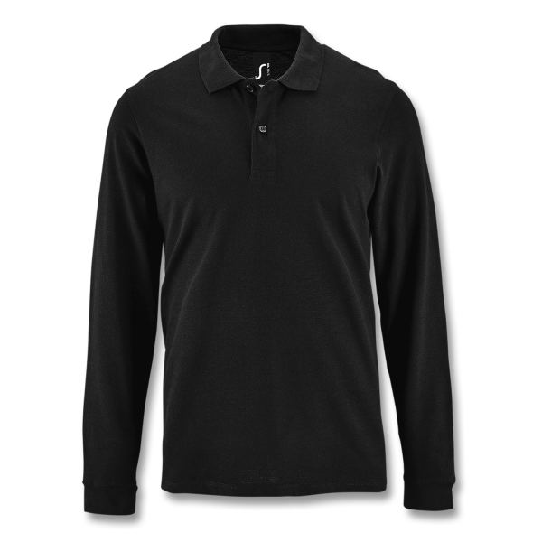 SOLS Perfect Mens Long Sleeve Polo — Black
