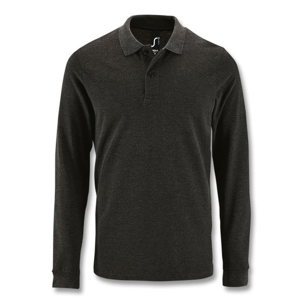 SOLS Perfect Mens Long Sleeve Polo — Charcoal Melange
