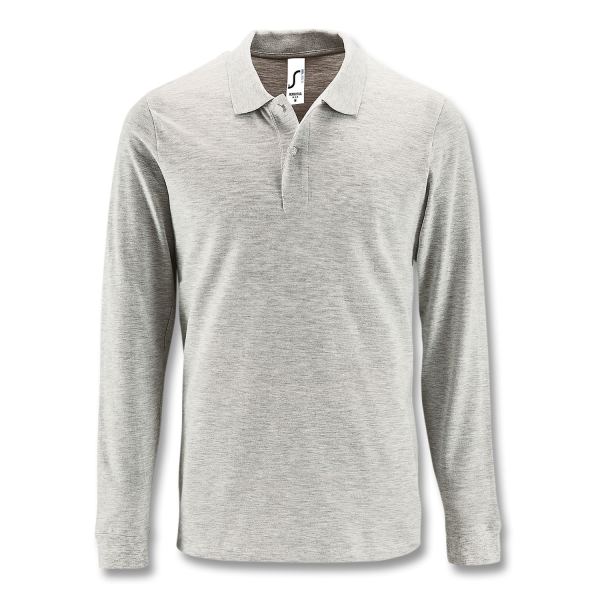 SOLS Perfect Mens Long Sleeve Polo — Ash